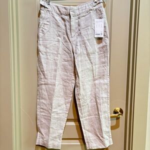 NWT Athleta Voyager Linen Pants 10 Adjustable Waist Beige Lagenlook Minimalist